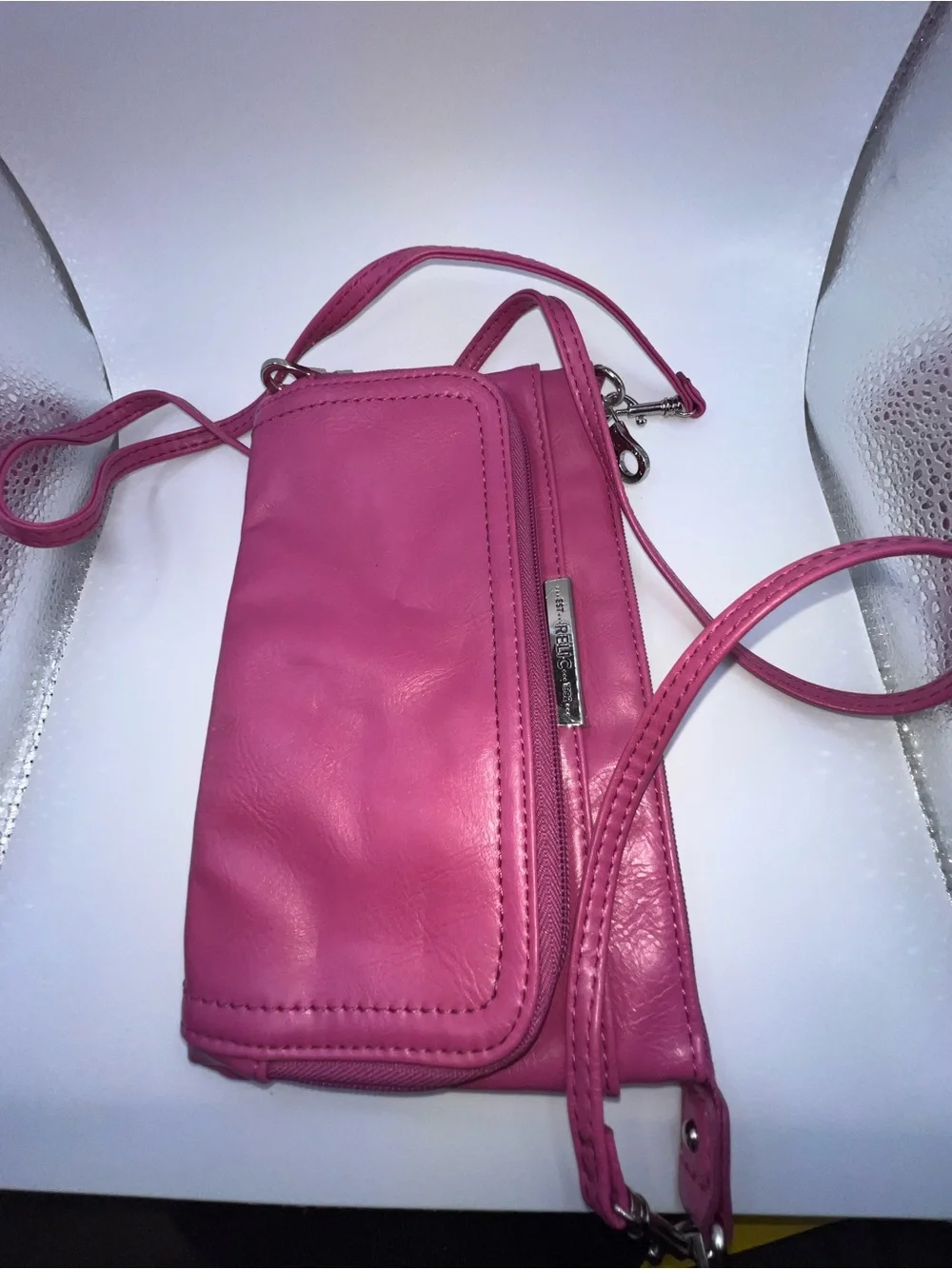 Relic Pink Leather Crossbody Shoulder Bag
